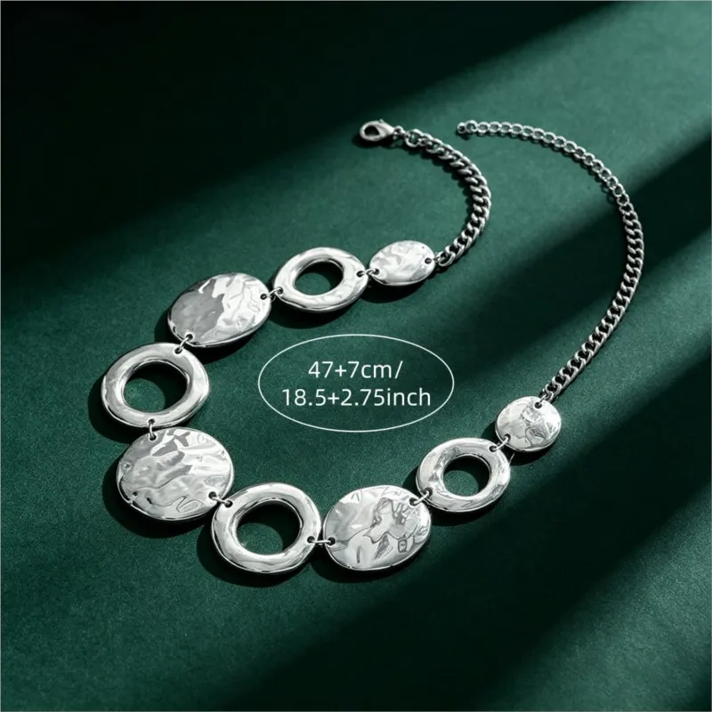 Modische Übertriebene Minimalistische Hohle Kreis Geometrische Halskette für Frauen Einzigartiger Punk-Stil Halskette Party-Schmuck Geschenke – Detail 5