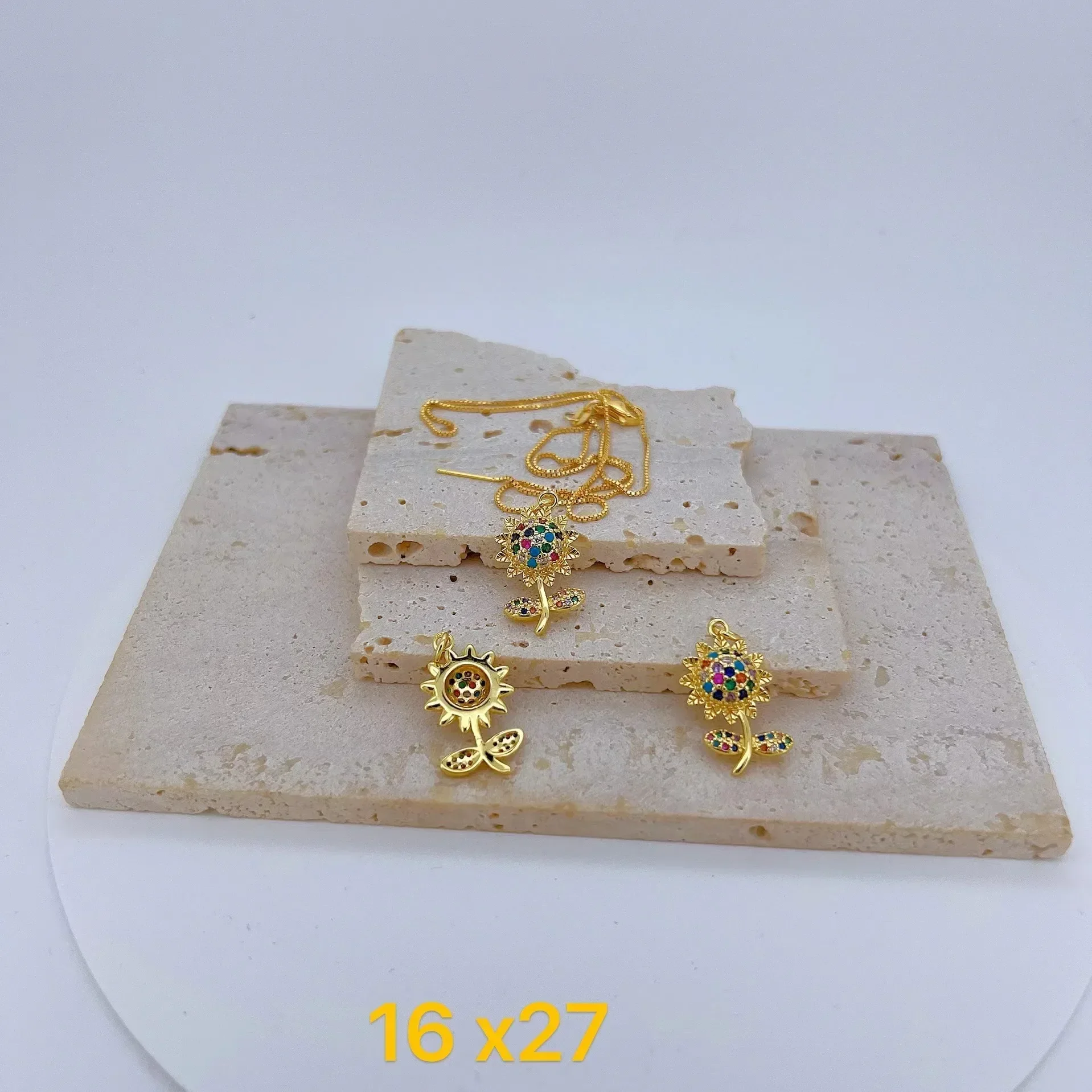 Copper Inlay Color Zircon Pendant Diy Necklace Earring Jewelry Making Sunflower Heart Cat Airplane Round Oval Hollow Accessories