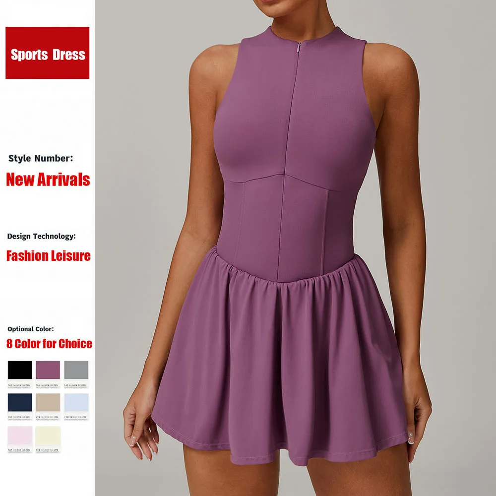 Cloud Hide Mini Sports Dress Golf Tennis Gym Safe Yoga Dresses Woman Running Workout Long Skirts Fitness Outdoor One Piece Dress