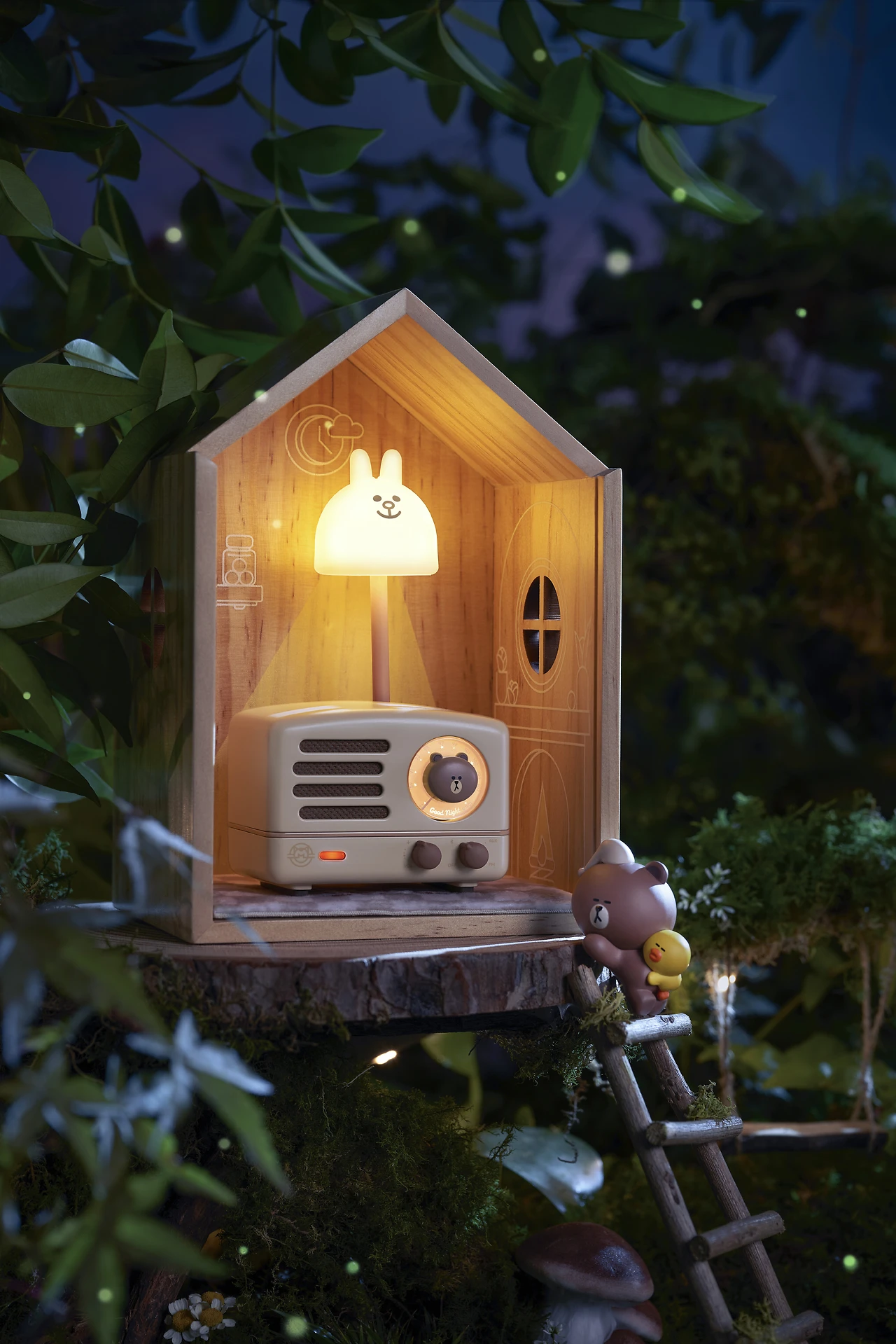 Muzen OTR The Prince Speaker Little Brown Bear Retro Bluetooth Wireless Metal Music Speaker FM Radio WoodHouse Collection