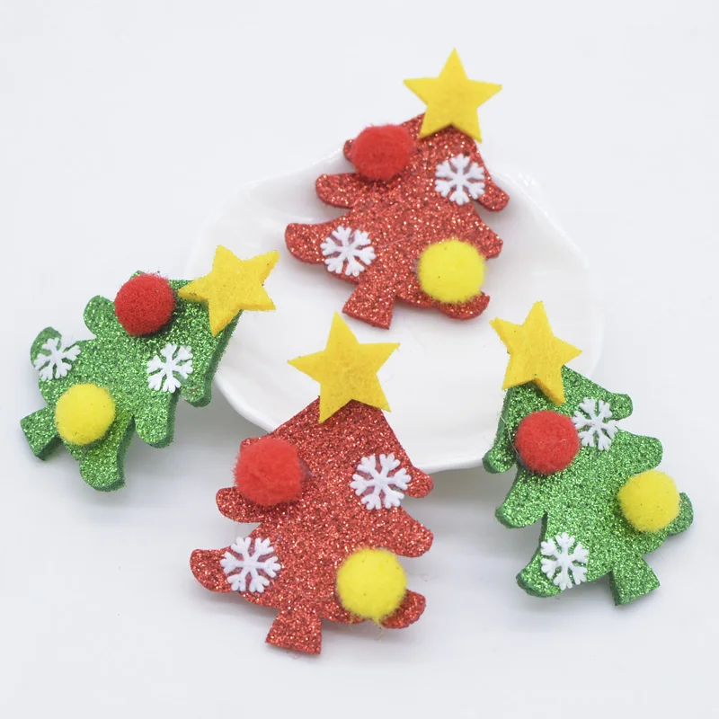

8 шт. 40*55 мм, Мягкая Блестящая Рождественская елка с шариками и снежинками, аппликация для рукоделия, шляпа, одежда, головные уборы, искусственные нашивки