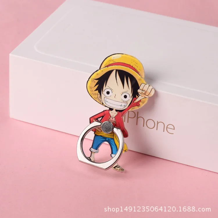 Anime One-piece Mobile Phone Holder Anime Figure Luffy Foldable Finger Ring Holder for Phone Creative Pasting Bracket