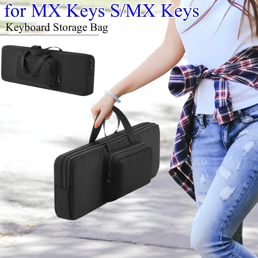 

87-Key Dual-Pocket Keyboard Case for MX Keys S/MX Keys Series Keyboard Storage Bag Accessory