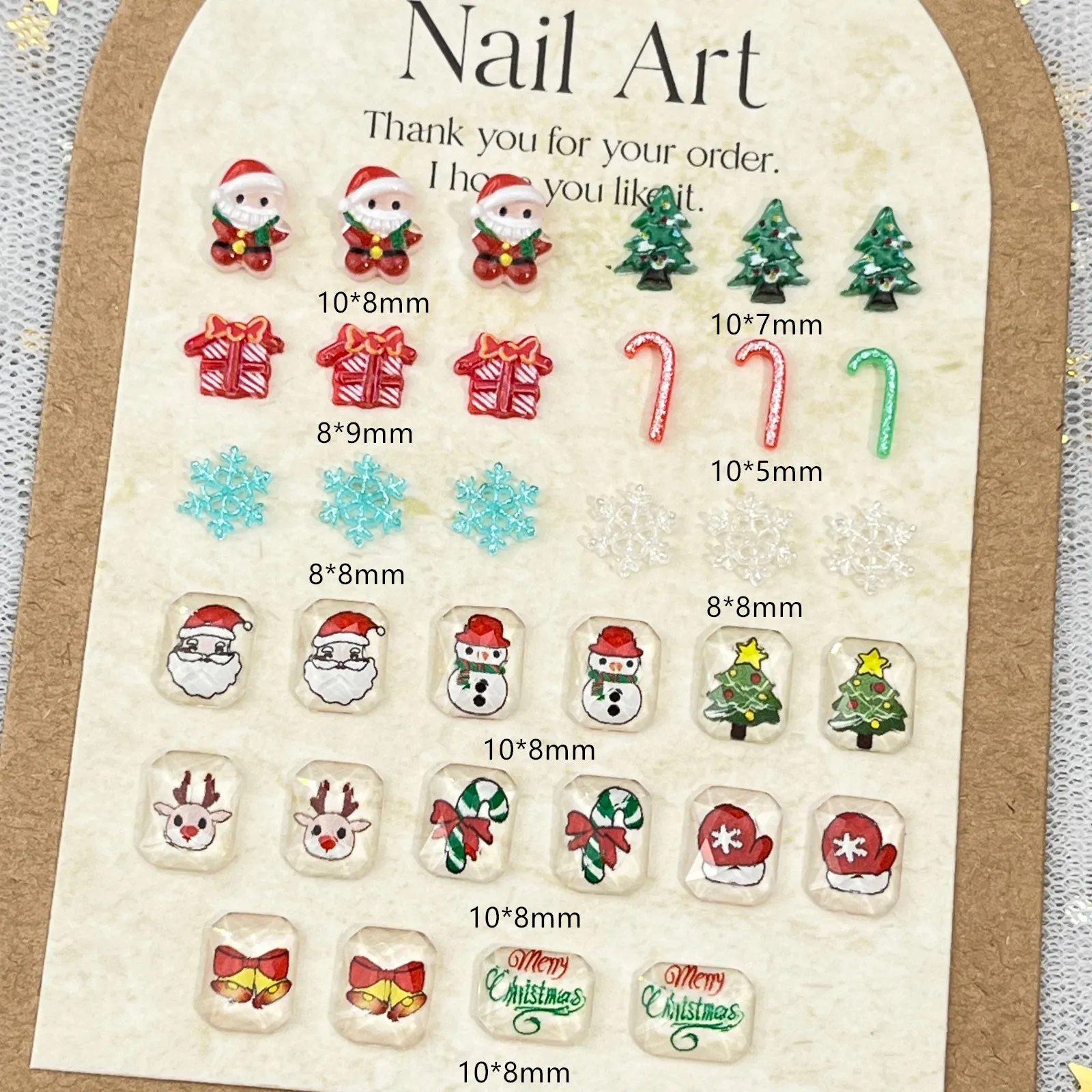 100 Stück/Packung Weihnachtsmann-Nagelanhänger – 3D-Schneeflocken-Nagelkunst aus Kunstharz, festliche Nageldekoration zum Aufdrücken für Urlaubsmaniküre