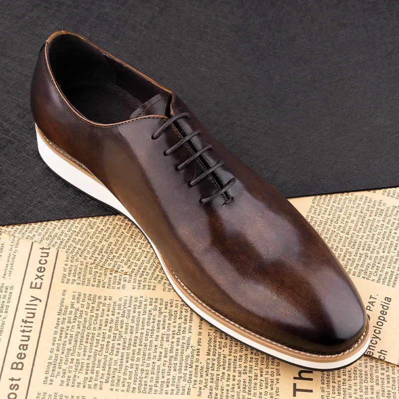 Professional Men Shoes Top Layer Genuine Cow Leather Business Casual Sneakers Dress Luxury Handmade High Grade Brand Men Shoes