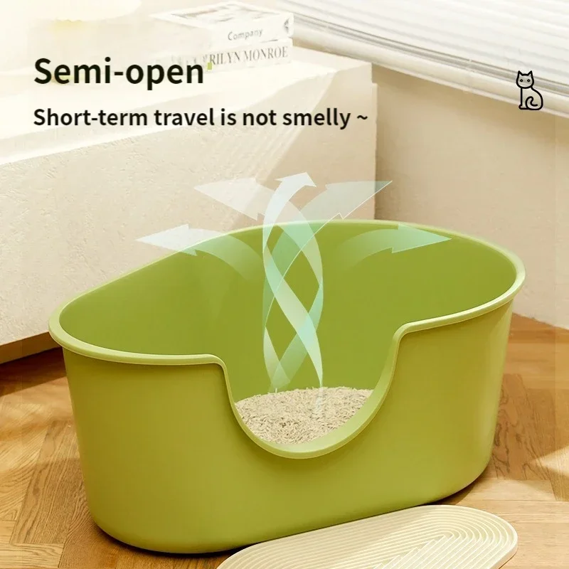 Extra-large Cat Litter Box Semi-enclosed Spatter-proof Cat Toilet Odor-proof Cat Sandbox Puppy Litter Tray Pet Cleaning Products