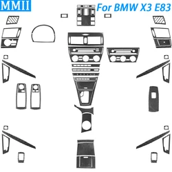 For BMW X3 E83 2004-2010 Carbon Fiber Gear Shift Air Outlet Window Lift Water Cup Holder Panel Car Interior Accessories Sticker