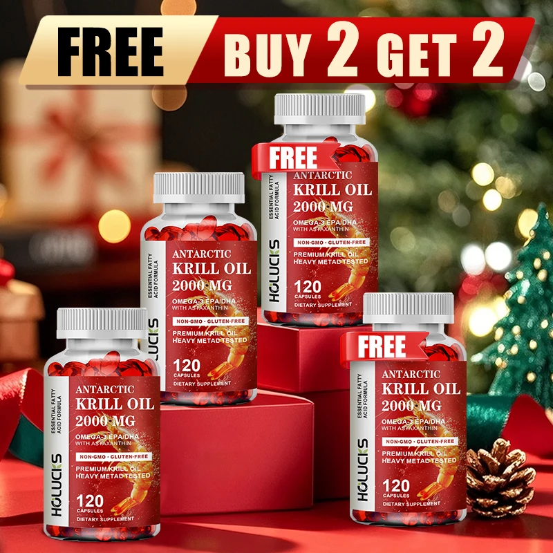 

Buy 2 Get 2 Free! Antarctic Krill Oil 2000mg Capsules, with Astaxanthin, Support Heart & Brain Health, Healthy Aging, Non-GMO