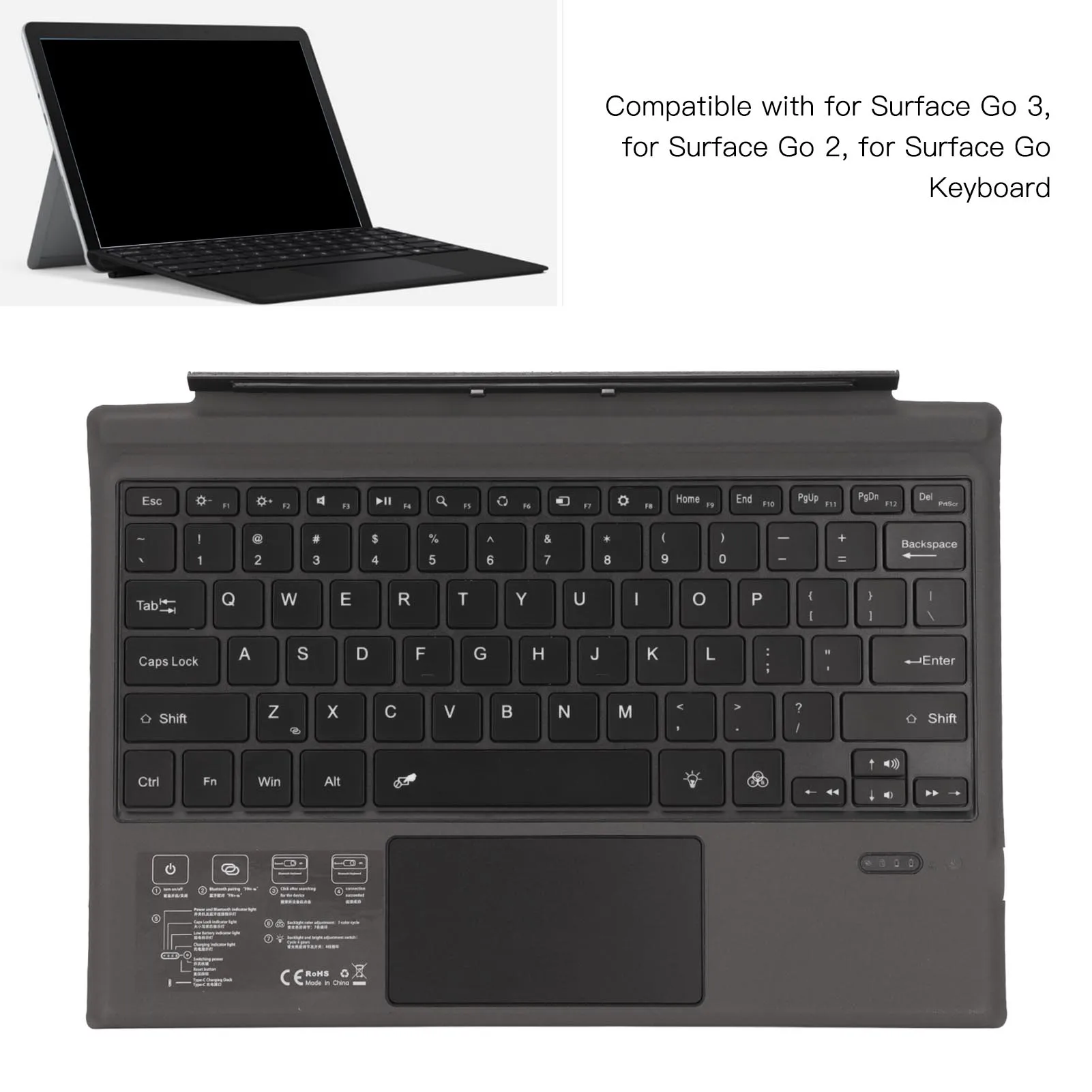 

Wireless Keyboard Wireless Bluetooth Keyboard Rechargeable Magnetic Stability Comfortable Typing Colorful Keycaps for Tablet