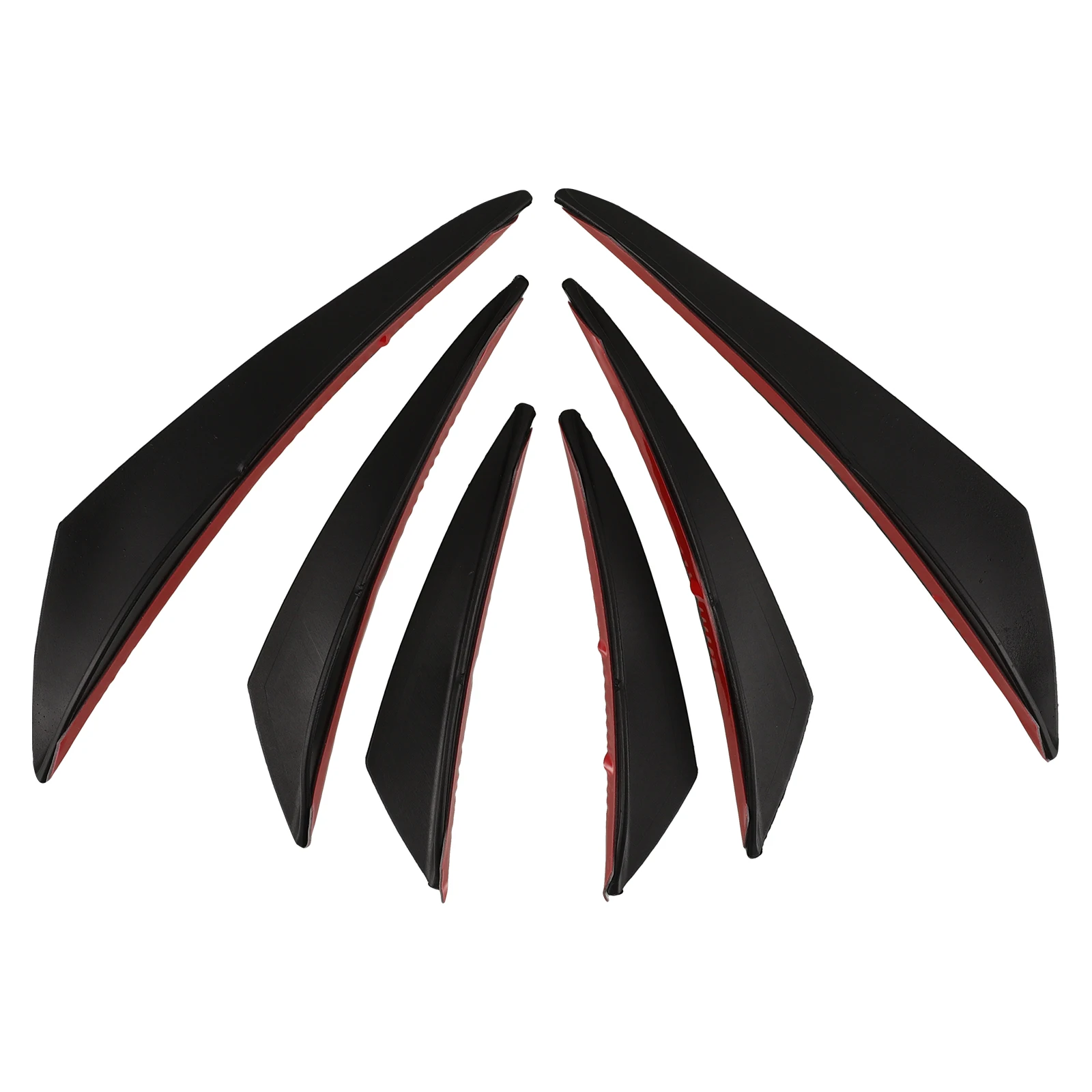 

6pcs Carbon Fiber Car Accessories Front Bumper Spoiler Strip Wind Noise Reduction Black Soft Gel Protector Universal Fit