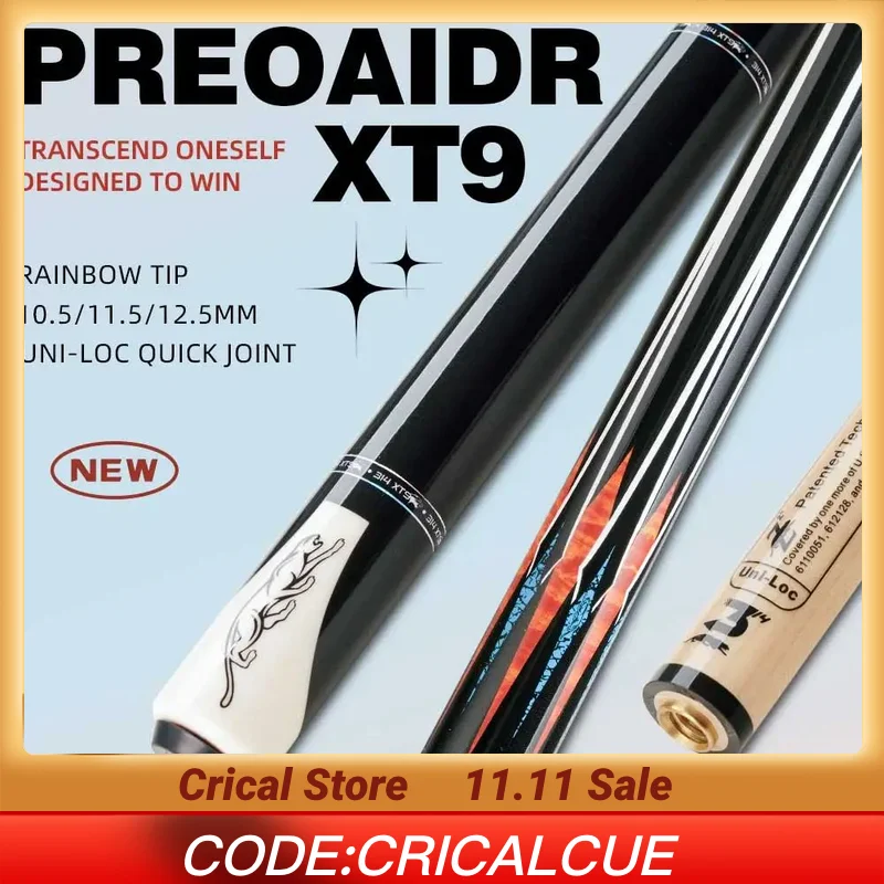 

PREOAIDR XT9 3142 Maple Pool Cue Stick 10.5/11.5/12.5mm Tip Size Snooth Grip Uni-lock Joint Technology Billiard Pool Cue Stick