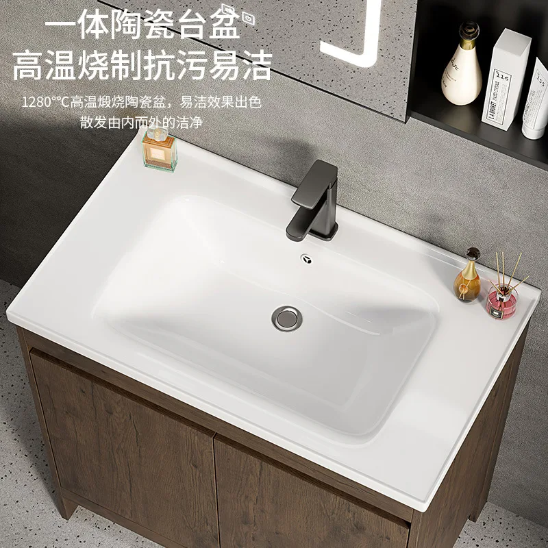 Factory Wholesale Floor Standing Bathroom Vanities Modern Washbasin and Bathroom Cabinet Waterproof Counter Top at Price view 4