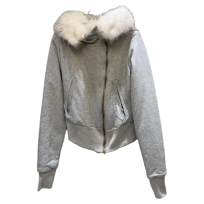 Trendy Inverno 2025 Dolce Fresco Ragazza Piccante Eco-Friendly Pelliccia Sintetica Cerniera Interna Felpa con Cappuccio in Cotone Or Jaet Faion da Donna