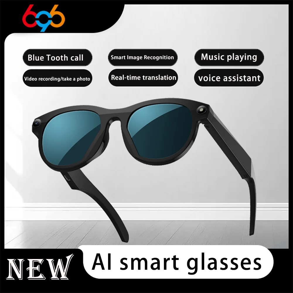 

New Smart Glasses Real-Time Translation Photo Video Blue Tooth Call Voice Assistant 200W Camera lmage Recognition Sunglasses