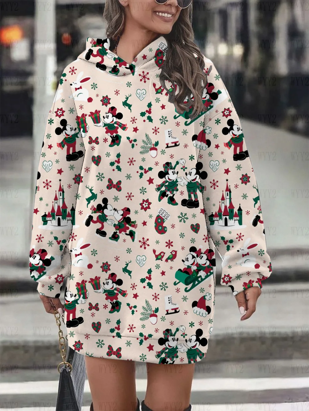 Sweat à capuche à manches longues pour femmes, motif de dessin animé Floral imprimé, robe pull à la mode, Style collégial