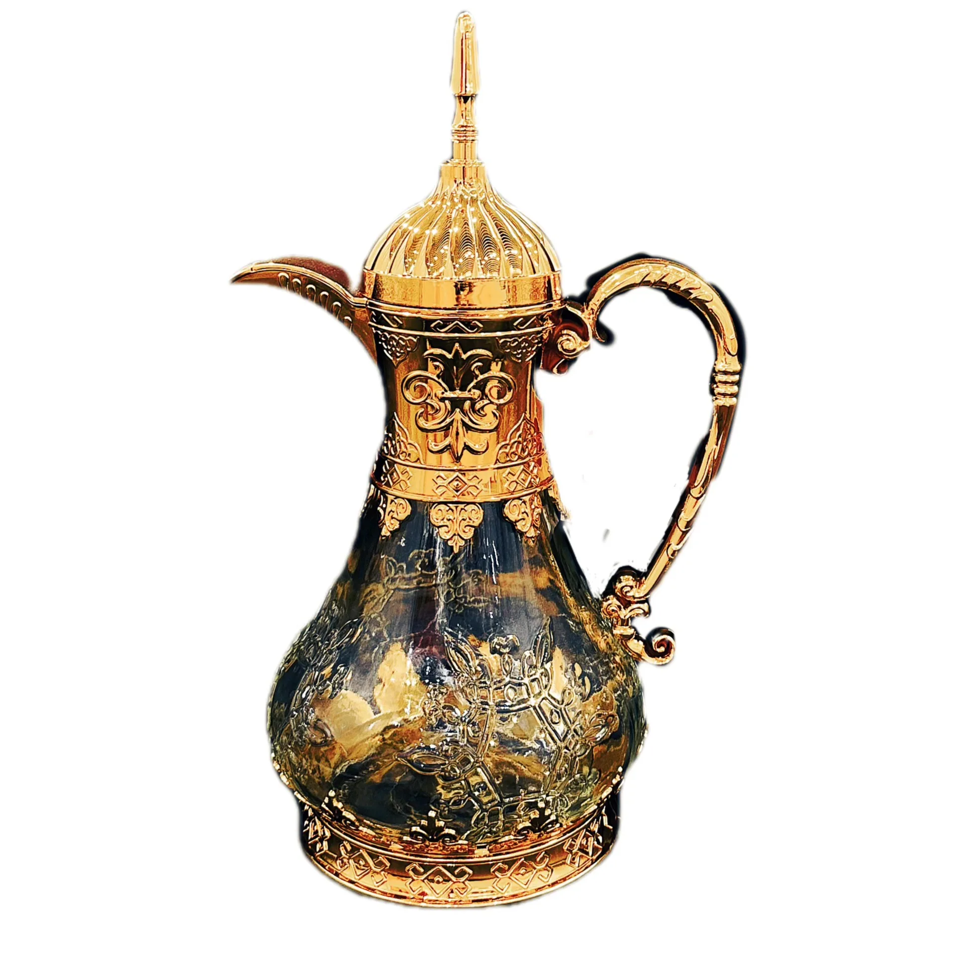 East Arab Style Portable Cold 1.6L Large Capacity Fruit Juice Drink Glass Kettle Coffee Pot Glass Jug