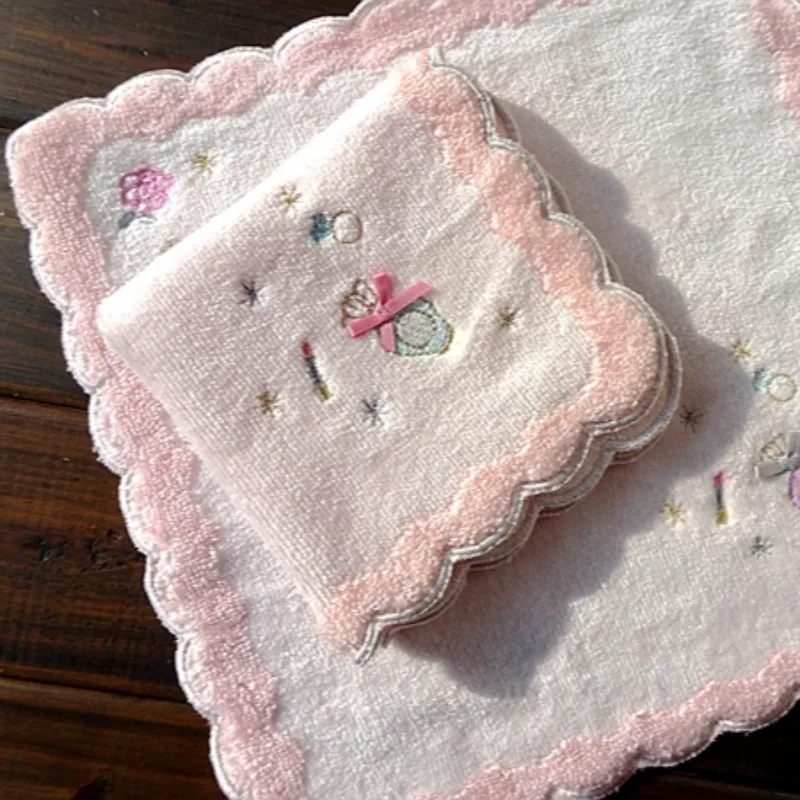 4PCS Export Trade Japan Order Cotton Embroidered Towel Handkerchief Small Square 25CM Thick and Soft