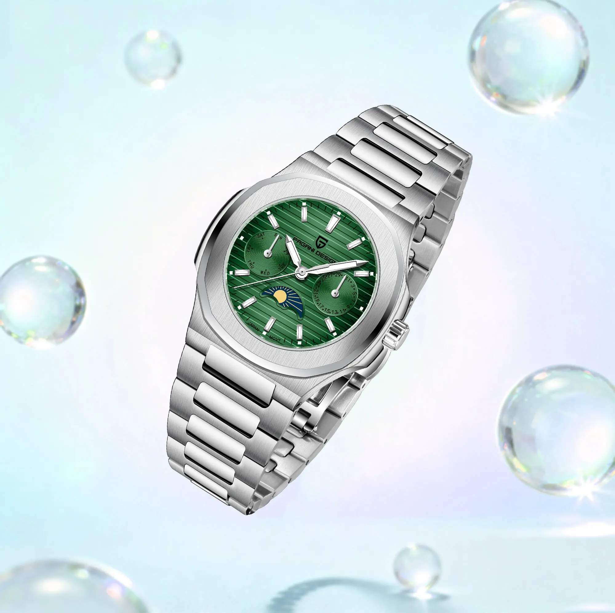 PAGANI DESIGN 2026 New Ladies Quartz Watch Classic Elegant Retro Style Sapphire Glass Moon Phase Waterproof Luminous Chronograph