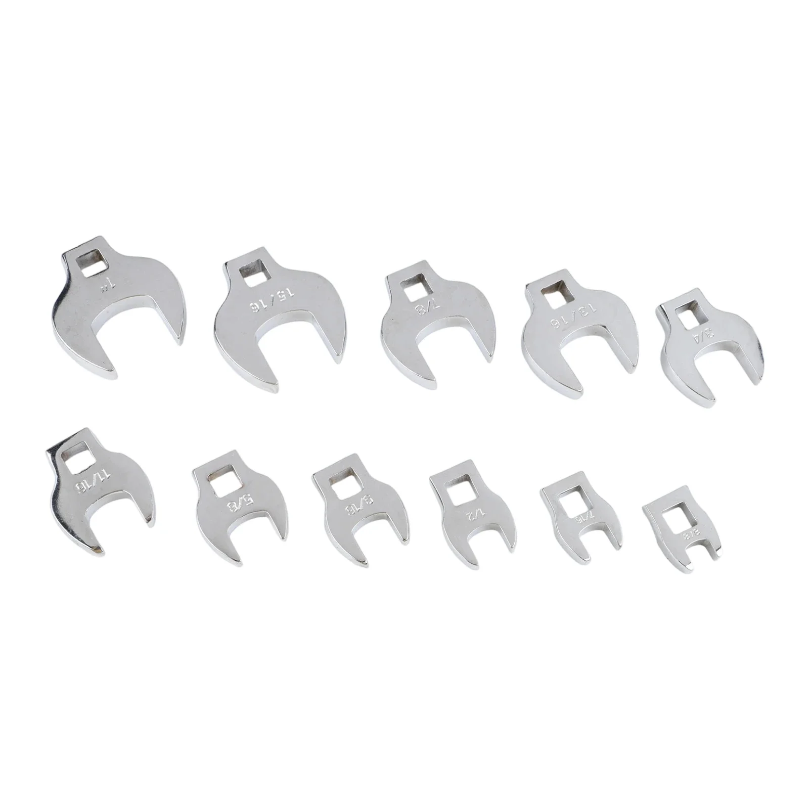 11-Piece 3/8-Inch Drive Crowfoot Wrench Set, SAE 3/8 To 1 Inch Open End Spanner, Chrome Plated Carbon Steel For Automotive Repai
