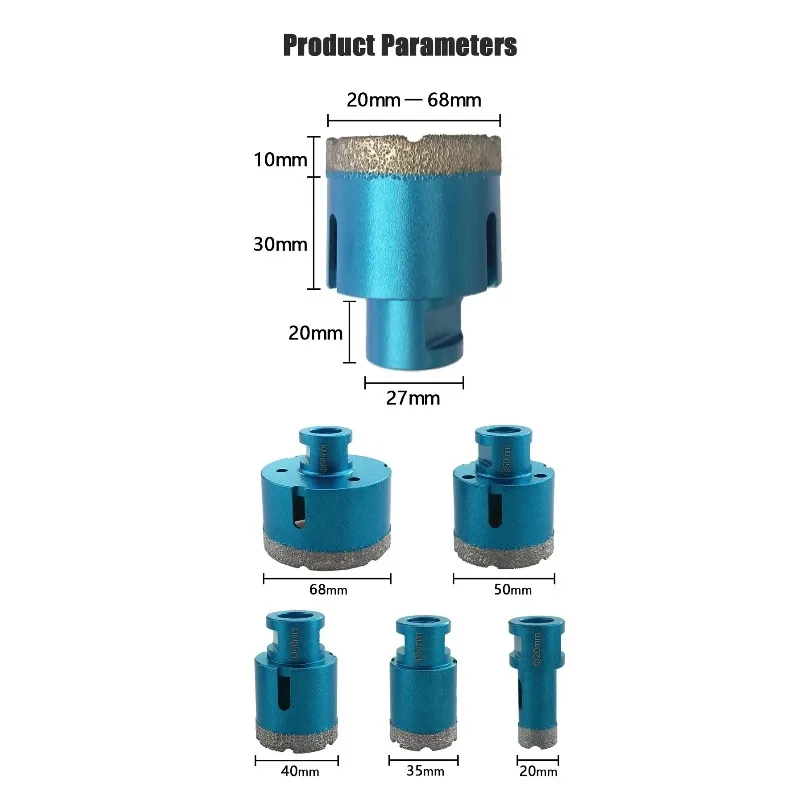 M14 Dry Diamond core Drill Bit Set for Porcelain Marble Glass Granite Hole Cup Saw Cutter Cutting Tool