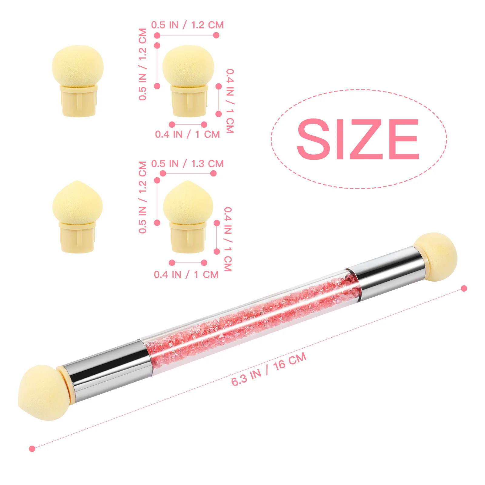 1 Juego de pinceles de esponja para manicura, suministros profesionales reutilizables para decoración de uñas con cabezales reemplazables, almacenamiento compacto para viajes