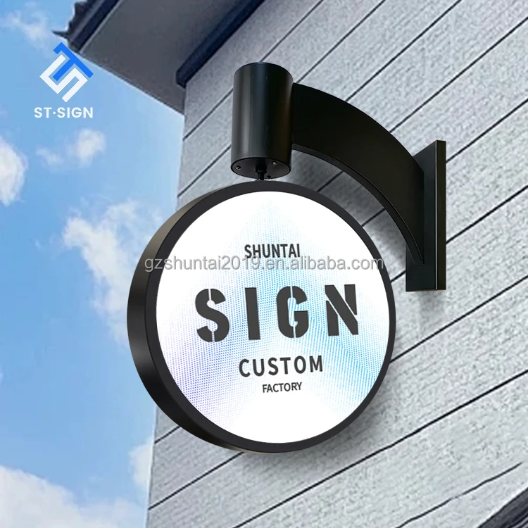 Custom Rotating Double-Sided LED Light Box Rectangle Outdoor Advertising Sign for Store & Restaurant Double Side Letter Sign
