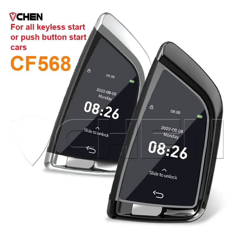 

Универсальный смарт-ключ LCD PKE CF568 с сенсорным экраном для BMW, Hyundai, Toyota, бесключевой запуск, кнопка запуска, автомобильный пульт дистанционного управления