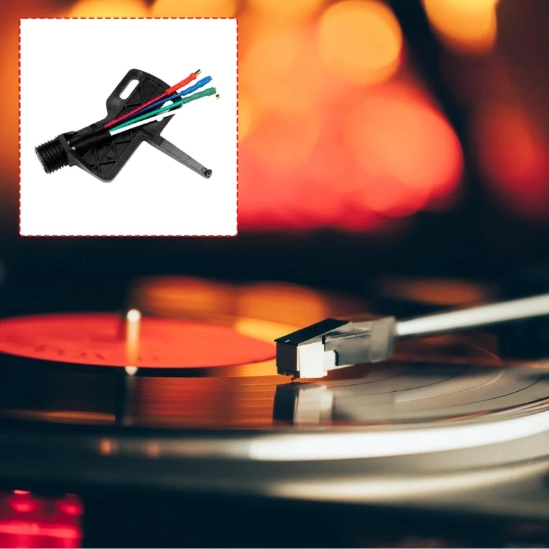 Straight Turntable Headshell with 5 Color-Coded Copper Wire, Metal Integrated Design, Threaded Mounting End for CS450 455