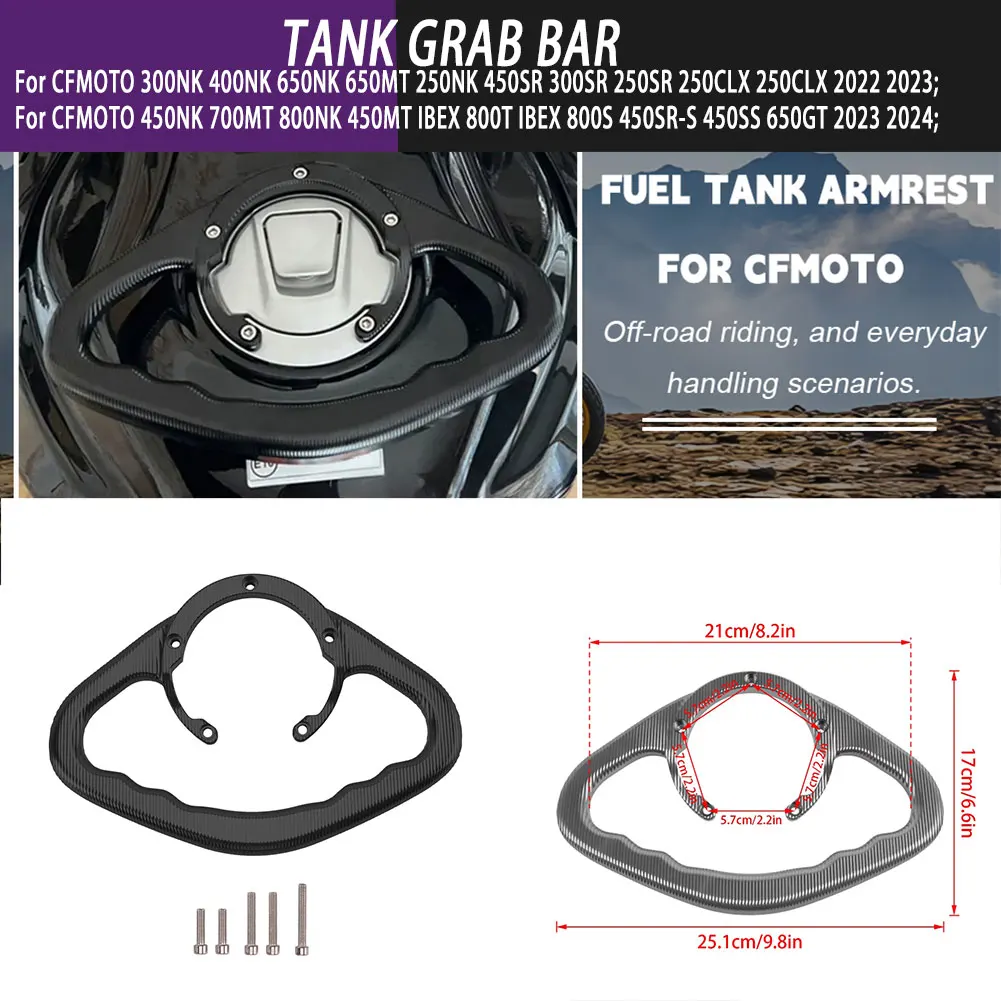 

Motorcycle Parts CNC Aluminum Tank Grab Bar Passenger Handgrips Tank Handle Armrest For CFMOTO 800MT 800NK 250SR 450SR 450NK