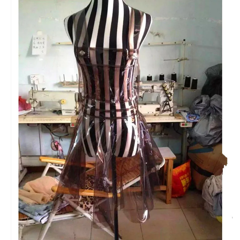 Female Singer Ds Costume Transparent Plastic Expansion Bottom PVC Dress Vestido Summer Clothes Women Clear Vinly A LINE