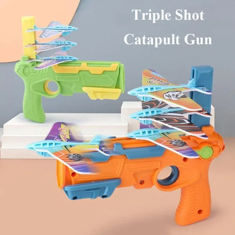 

Toy Gun Catapult Aircraft EVA Foam Outdoor Launch Glider Model Toys Shooting Plane Airplane Launcher