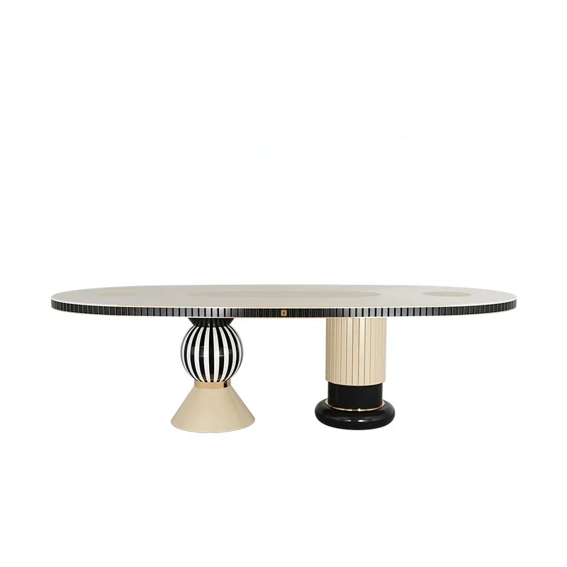 Luxury oval dining table High-end villa creative restaurant paint dining table Nordic dining table