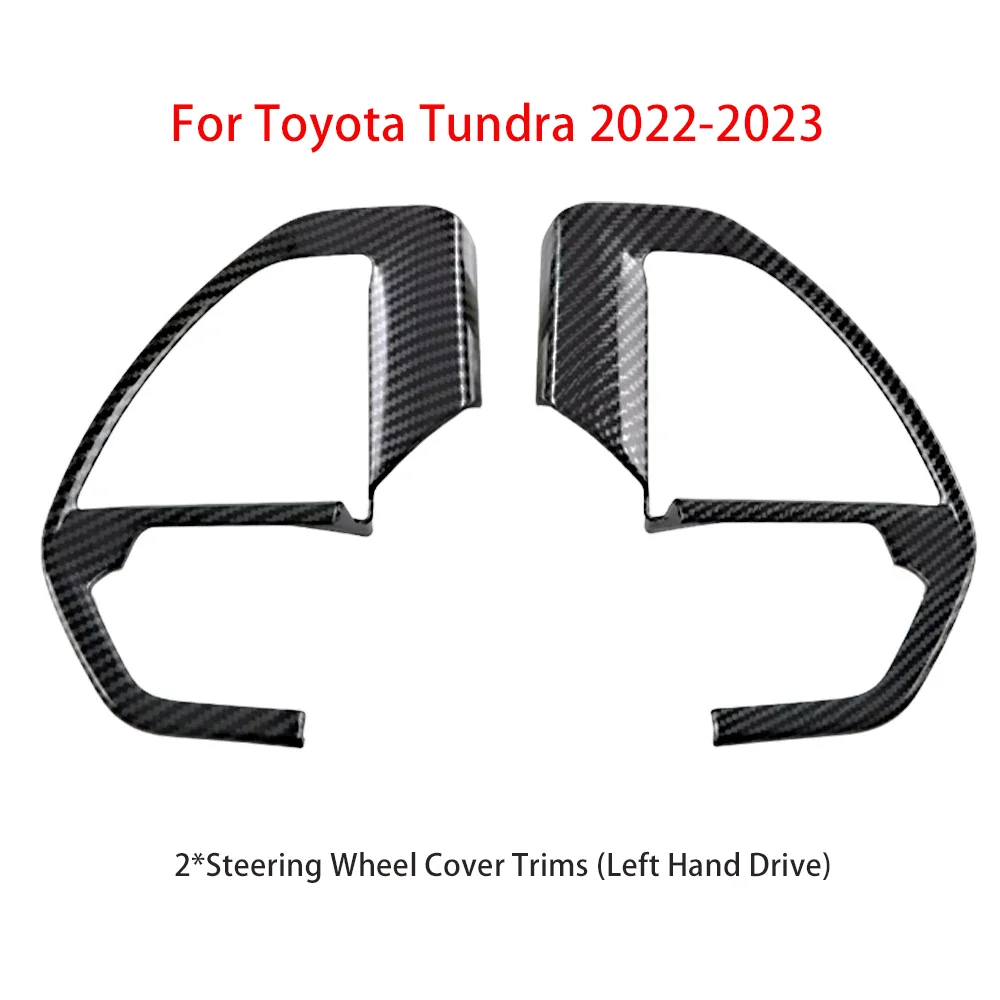 2pcs  Car Steering Wheel Decoration Trim Look for Toyota Tundra 2022 2023 Carbon Fiber Left Hand Drive Car Accessories