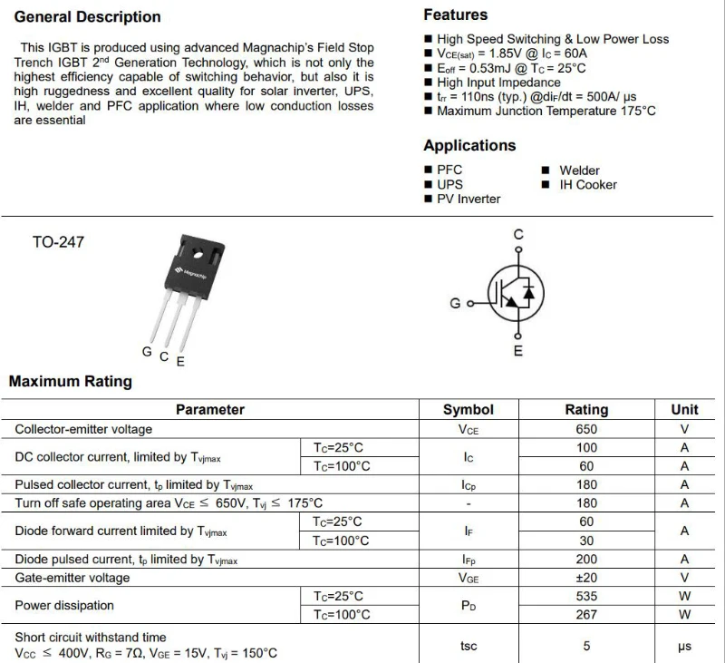 3PCS/lote MBQ60T65PESTH New Imported Original MBQ60T65PES MBQ60T65 60T65PES 60T65 60A 650V TO-247 IGBT image 3