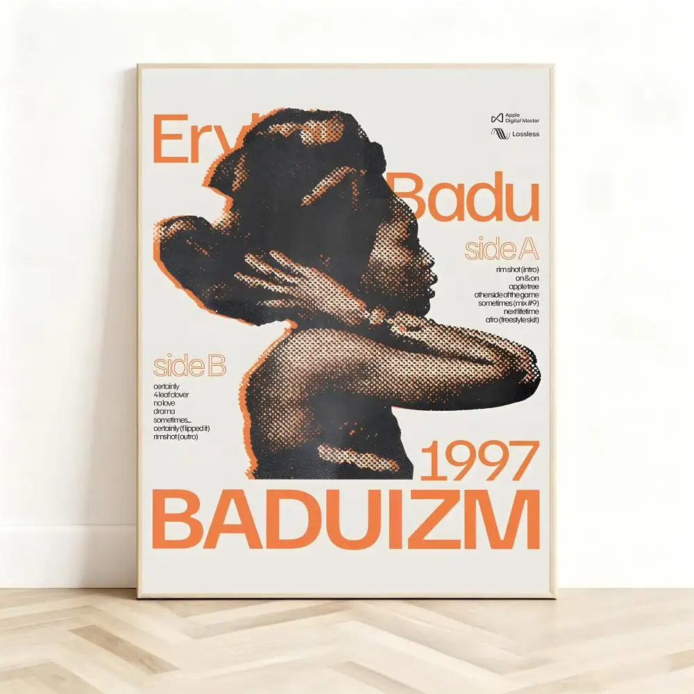 Soul Singer E-Erykah Badu Poster Classic Self-Adhesive PP Wall Sticker for Living Room Bar Decor Gift