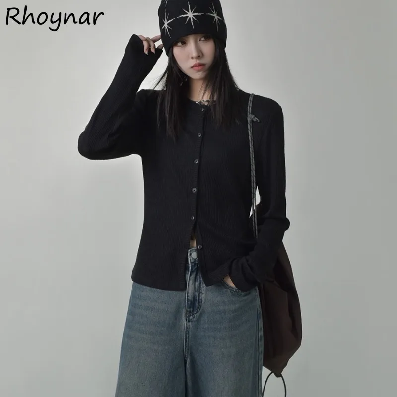 

Кардиганы с длинным рукавом женские весенне-осенние офисные женские простые однобортные однобортные с круглым вырезом универсальные модные минималистичные новые популярные