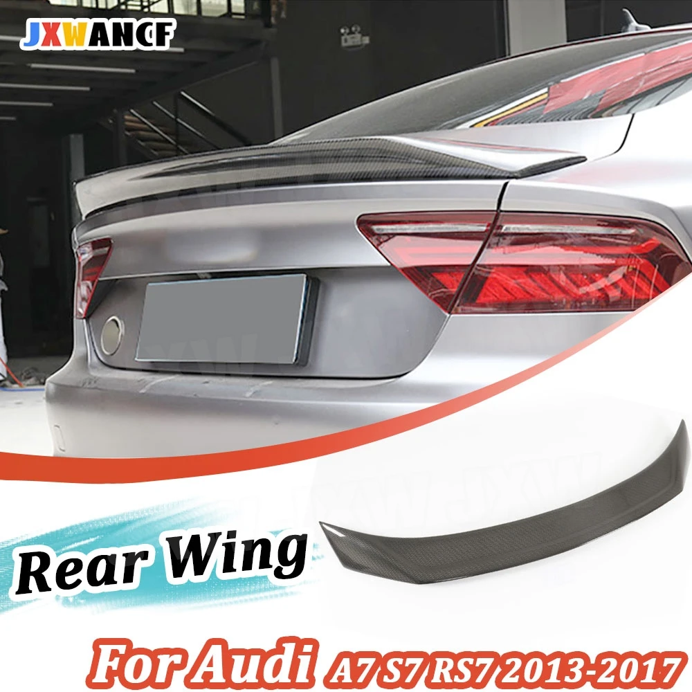 

JXWANCF Carbon Fiber Rear Lip Spoiler For Audi A7 S7 RS7 2013-2017 Car Boot Trunk Wing External Decoration