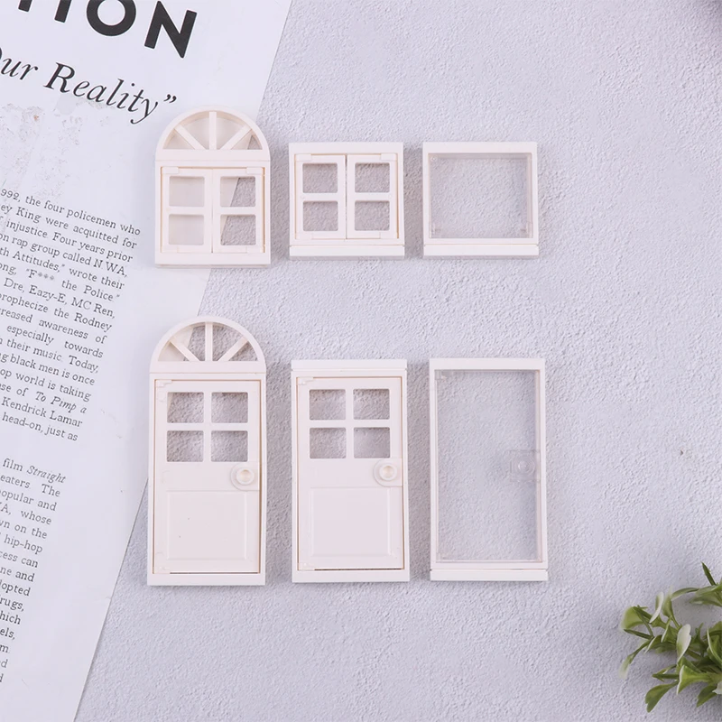 1/12 Dollhouse Villa Plastic Doors and Windows Mini House Window Frame Model Decoration DIY Doll house Miniature Accessories