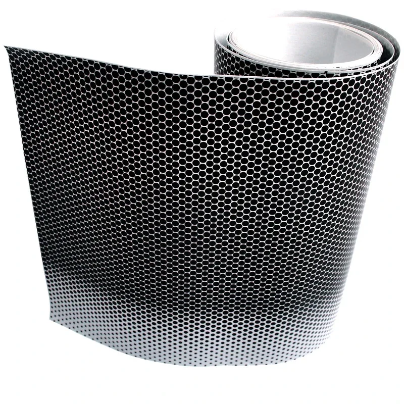 Image of 2 m schwarzer Auto-Sonnenschutz für die Frontscheibe, perforierte Netz-Vinyl-Tönungsfolie, Wärme- und UV-blockierend, Sonnenschutzaufkleber für den Auto-Innenraum