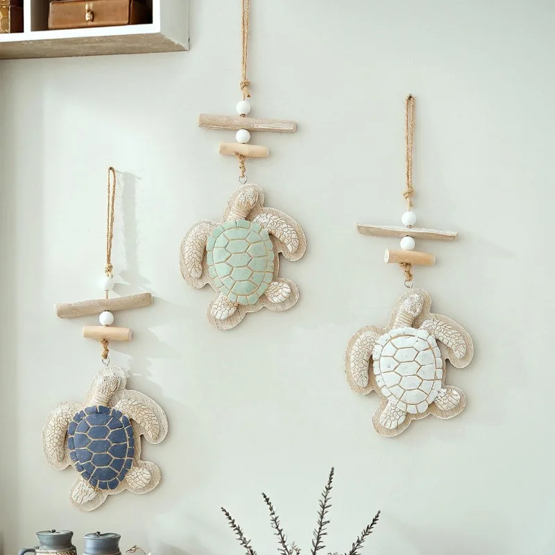 ​​​​​​​Mediterranean Style 3D Sea Turtle Wall Hanging Decor Ocean Themed Ornament for Kid Room Entrance Wall Art Hanging Decor