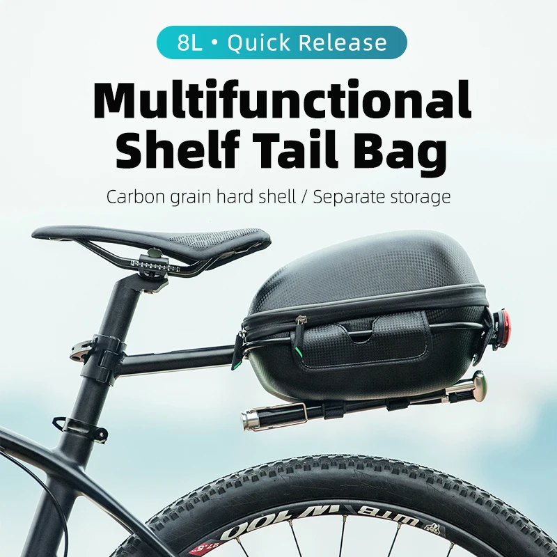 ROCKBROS Waterproof Bicycle Bag Hard EVA Shell Multifunctional Shelf Tail Bag Packs Load-Bearing Saddle Bag Large Capacity Seat