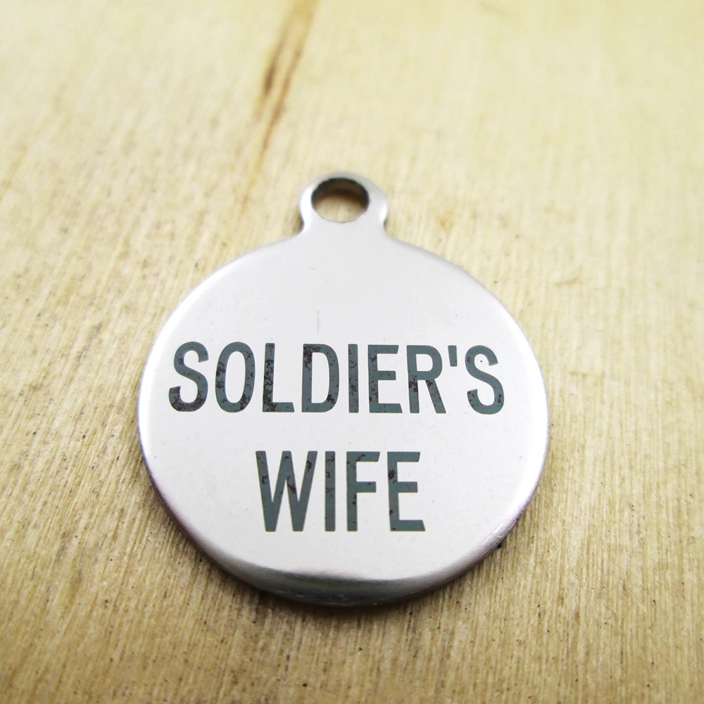 20pcs-soldier's wife charms Laser Engraved Customized DIY Charms Pendants