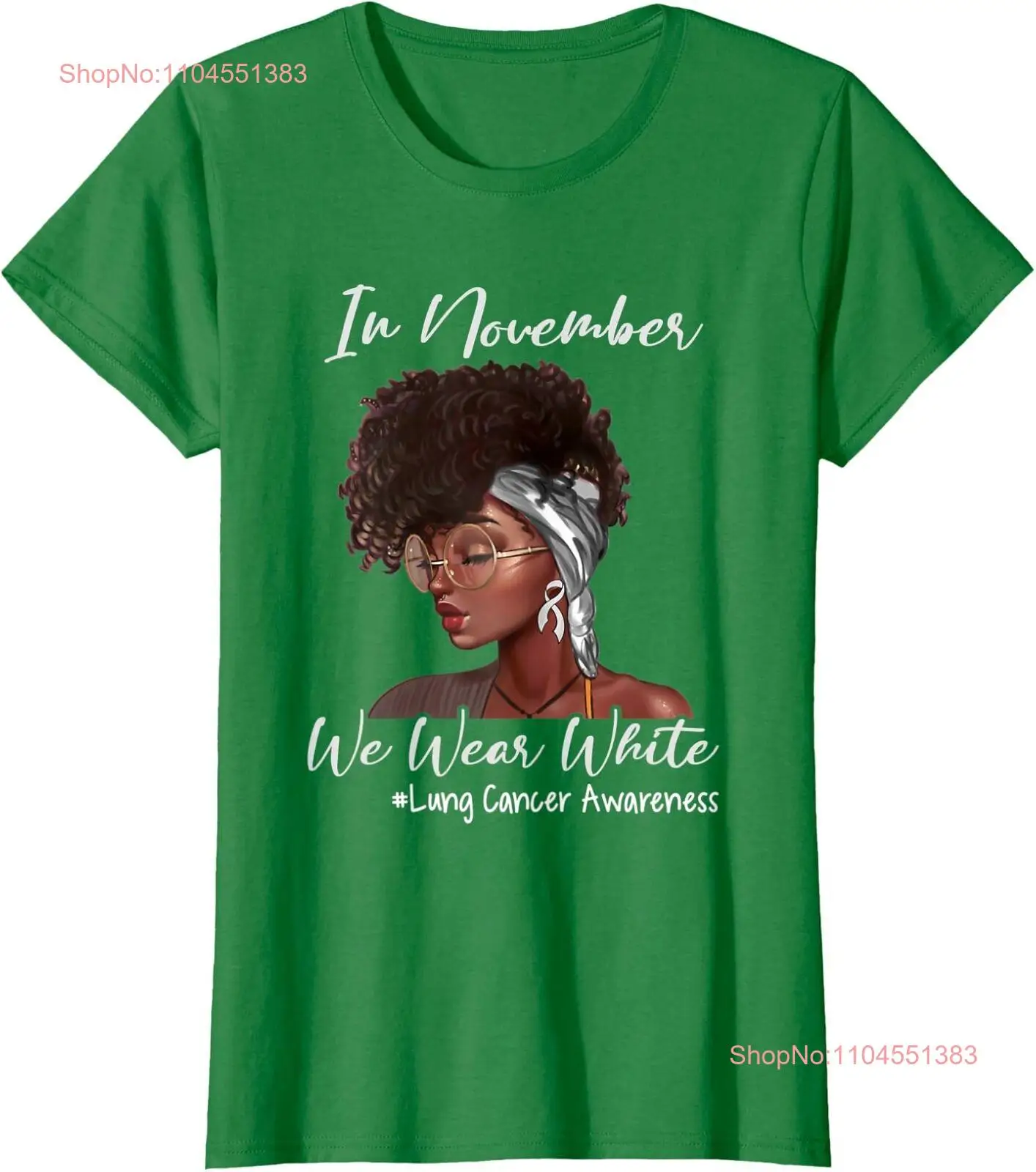 

November Wear White Lung Cancer Awareness Month Gift Ladies' Crewneck T-Shirt