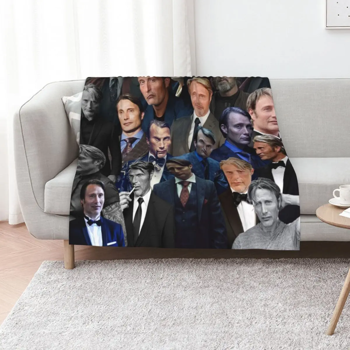 mads mikkelsen photo collage Throw Blanket blankets and throws Designers Large for babies Winter beds Soft Plush Plaid Blankets