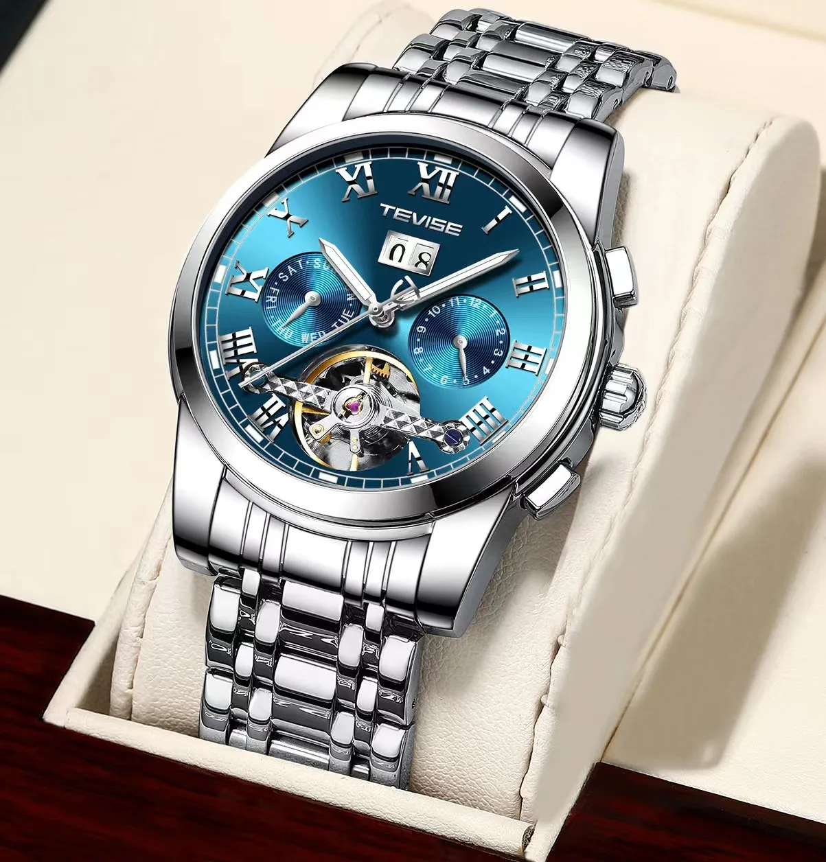 TEVISE Mechanical Watch for Man Top Brand Luxury Watch Stainles Steel Business Waterproof Luminous Wristwatch
