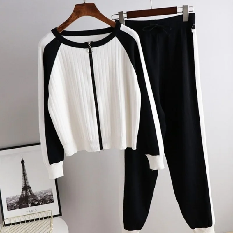 

Women's Autumn and Winter Knitted Cardigan Sets, Two-piece Sets of Sports Pants, Two-piece Sets for Women