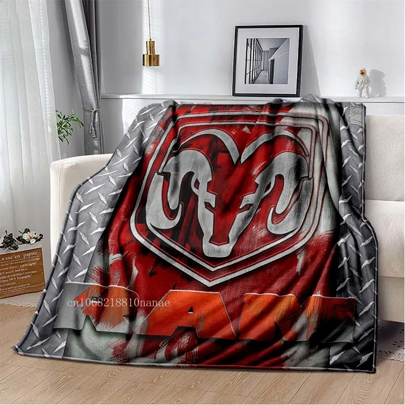 Dodge Ram Logo Printed Flannel Blanket Dodge Hellcat Srt Monster Srt Racing Mopar Blanket Breathable Sofa Bedspread