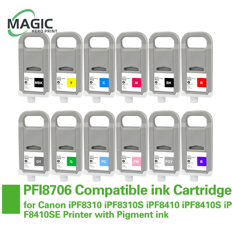 

PFI8706 PFI-8706 ink Cartridge 700ml Compatible for Canon iPF8310 iPF8310S iPF8410 iPF8410S iPF8410SE Printer with Pigment ink