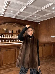 HDHOHR 2024 New High Quality Real Mink Fur Vast Full Pelt Fur Coats Fashion Natural Mink Fur Jackets Winter Female Fur Warm Vast