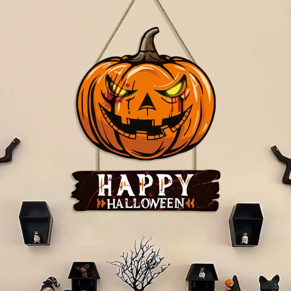 

Home Decoration Wooden Halloween Pumpkin Door Sign Creative Cute Pumpkin Hanger Wreath Funny Cartoon Door Hanging Pendant Wall